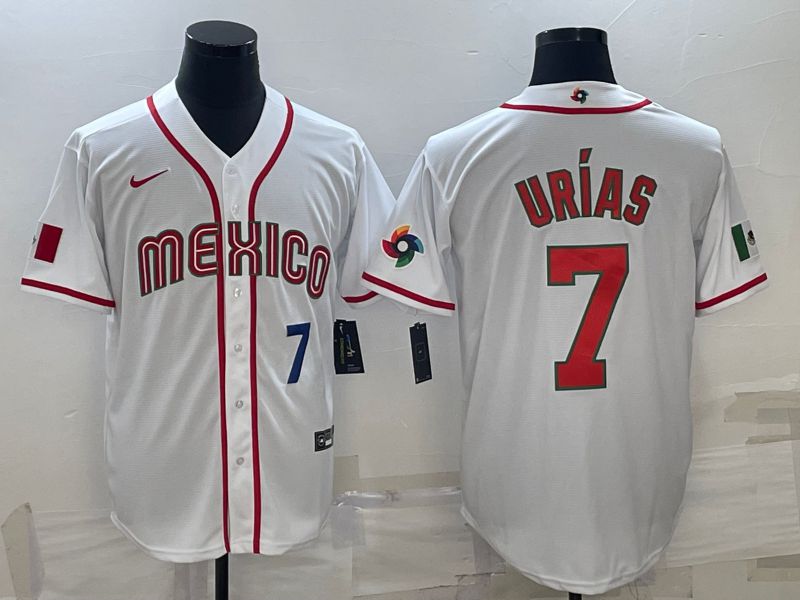 Men 2023 World Cub Mexico #7 Urias White Nike MLB Jersey23